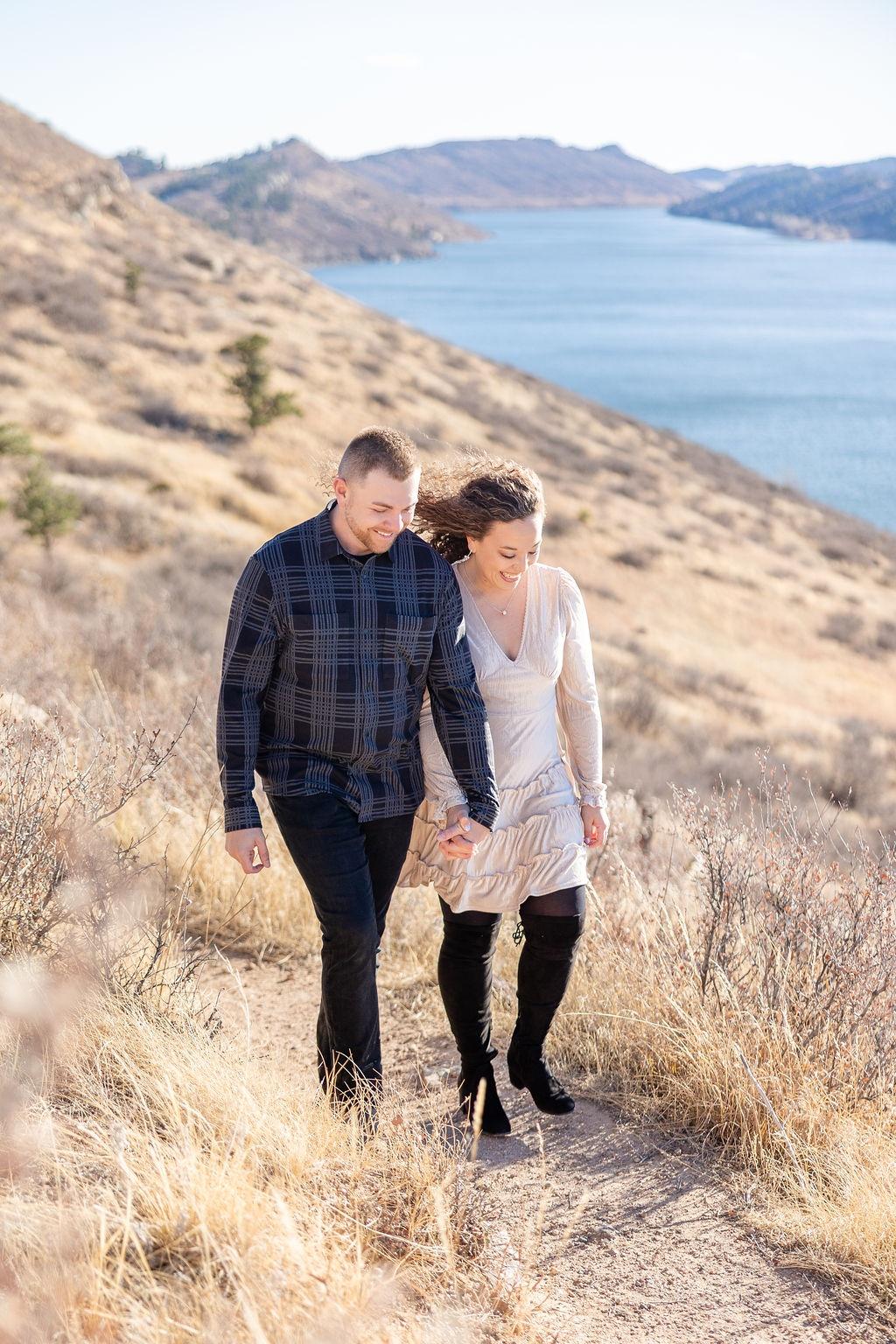 Engagement Session at Horsetooth Reservoir: Love, Family, and Windswept Beauty